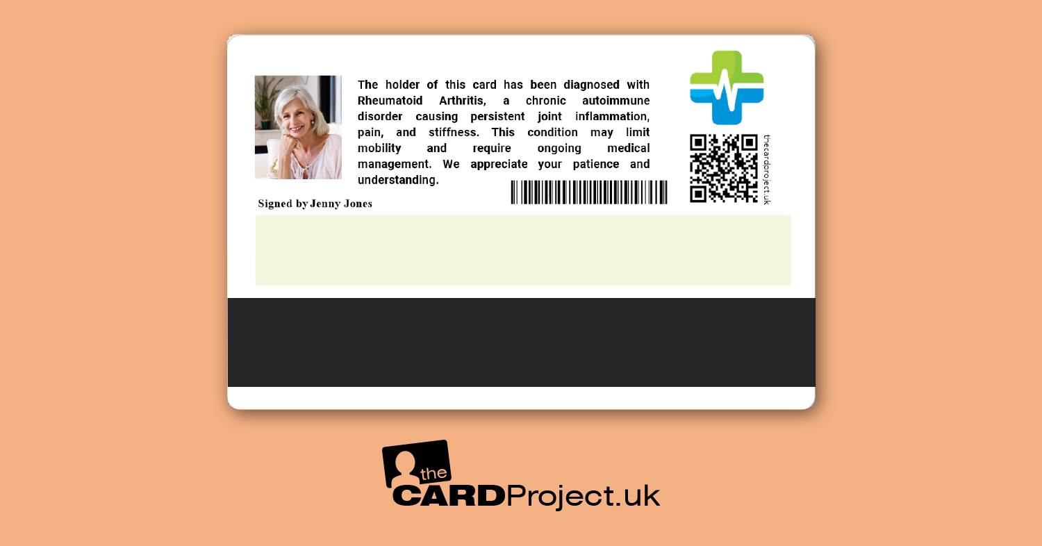 Rheumatoid Arthritis Premium Photo Medical ID Card  (REAR)